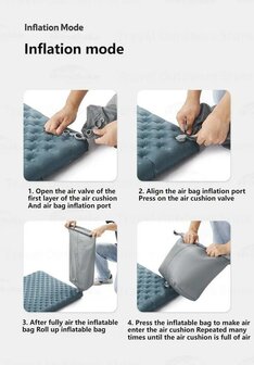 Ultra light Inflatable double Sleeping Pad R value 3.5